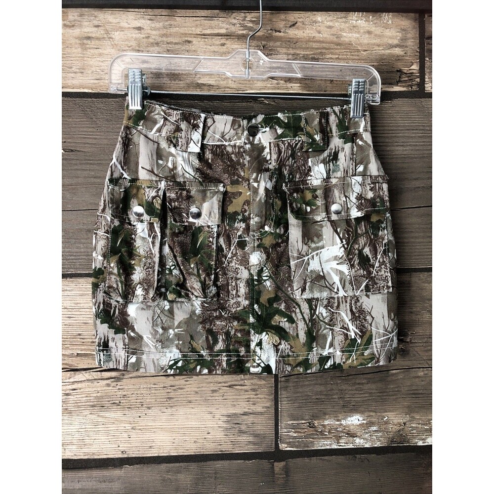 Like An Angel Camo Cargo Stretch Mini Skirt Size S Hunting Camouflage Vintage